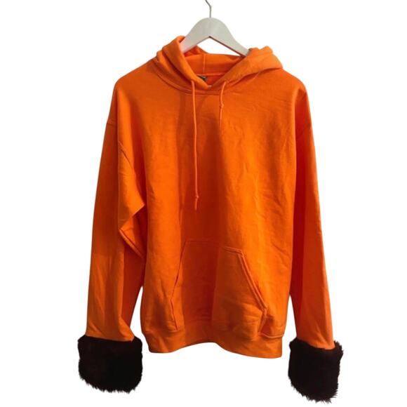 Orange hoodie with fur cuffs - Picture 1 of 8